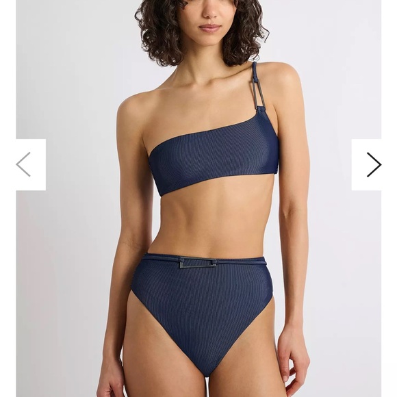 Onia Alaia One-Shoulder Navy Bikini Top - Picture 2 of 7